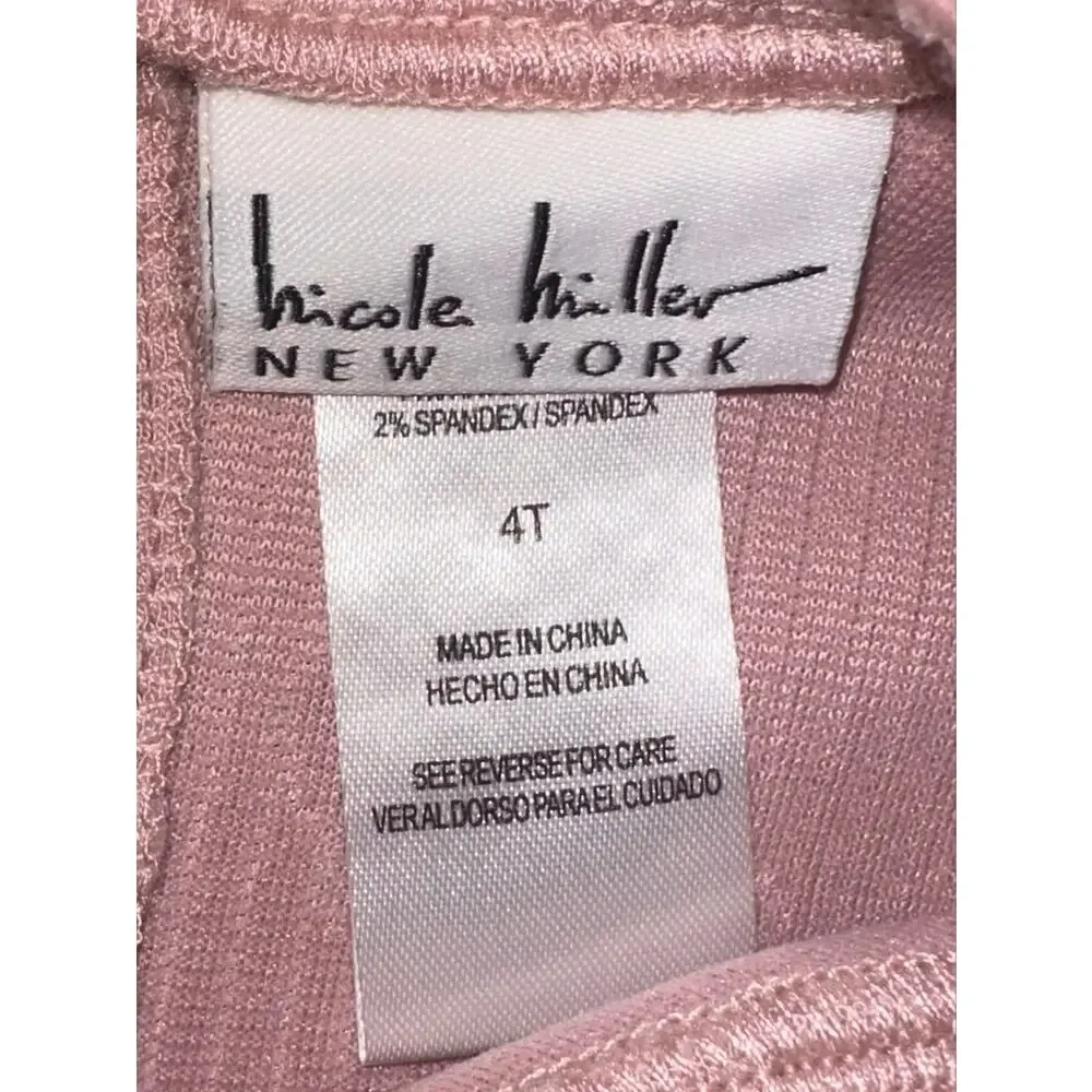 NWT Nicole Miller Girls Pale Mauve Pink Floral Ribbed Ruffle Fleece Top Size 4T